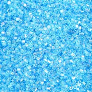 CB5378  tr. light aqua AB  2 cut seed bead  10/0