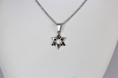 Black Rhinestone Star of David Necklace