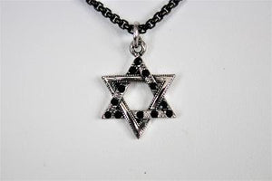 Black Rhinestone Star of David Necklace