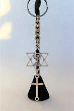 Load image into Gallery viewer, Star of David Menorah Cross Keychain
