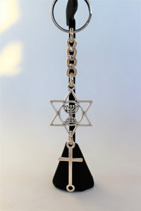 Star of David Menorah Cross Keychain