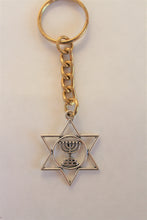 Load image into Gallery viewer, Star of David Menorah Keychain
