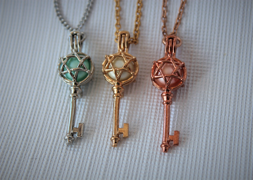 Key Pendant with Pearl Bead