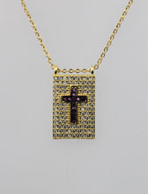 Load image into Gallery viewer, Square Zirconia Pendant with Cross Center
