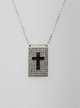 Load image into Gallery viewer, Square Zirconia Pendant with Cross Center
