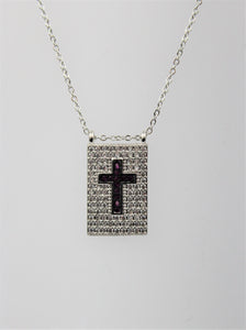 Square Zirconia Pendant with Cross Center