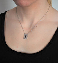 Load image into Gallery viewer, silver cross with zirconia pendant
