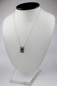 Square Zirconia Pendant with Cross Center