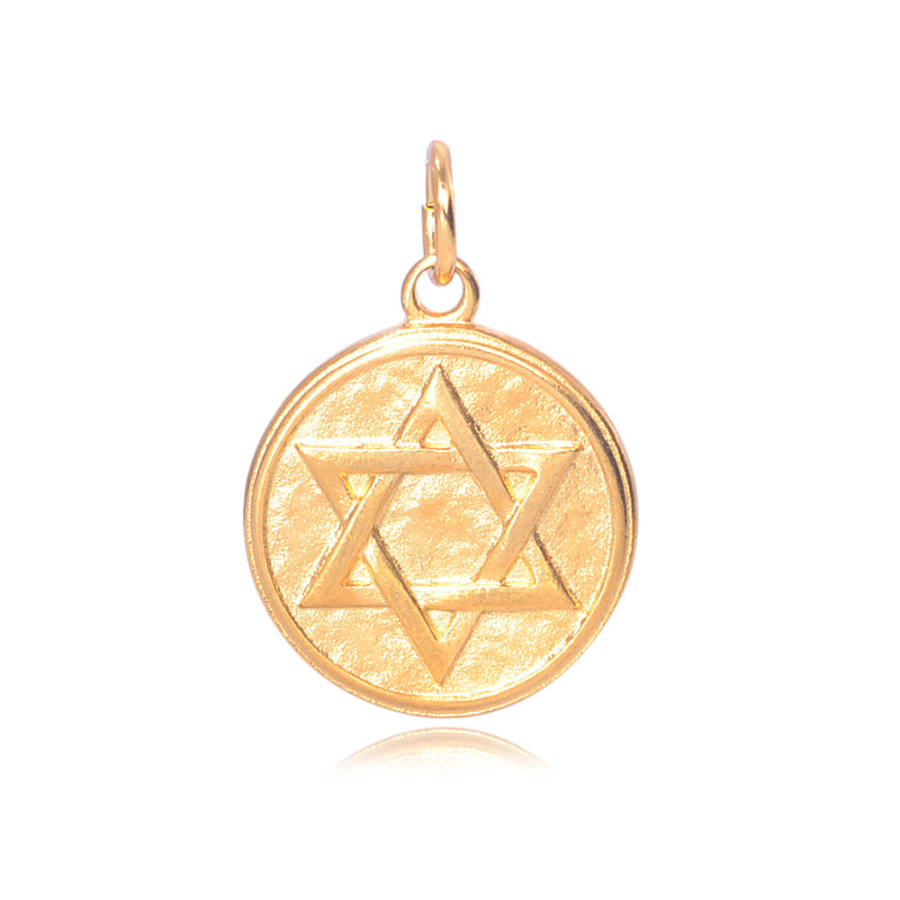 Flat Round Star of David Necklace